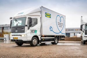 The BYD ETM6 pure-electric truck operating in Amsterdam, the Netherlands