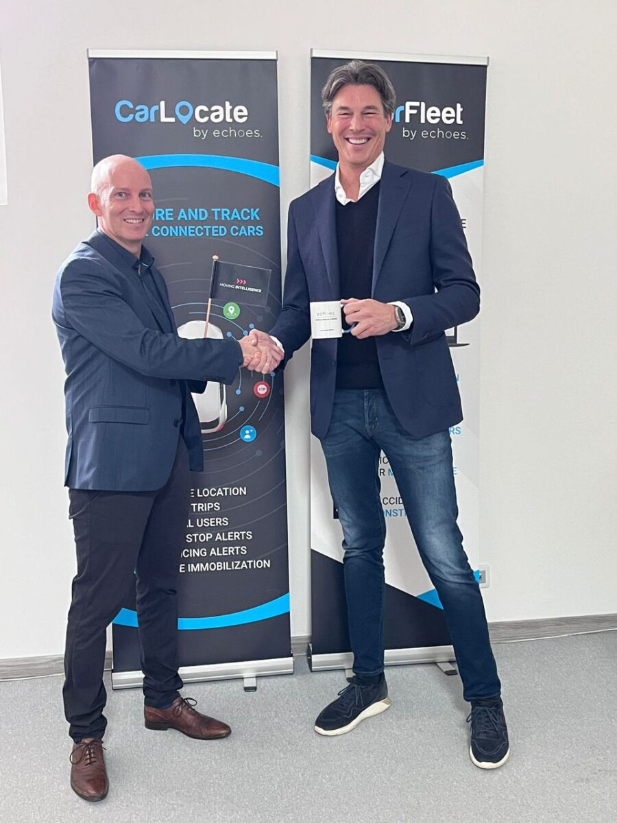 Mathieu Chènebit, Presidente di Echoes (a sinistra) e Patrick Horst, CEO di Moving Intelligence, entrambi leader nelle soluzioni telematiche, uniranno le forze