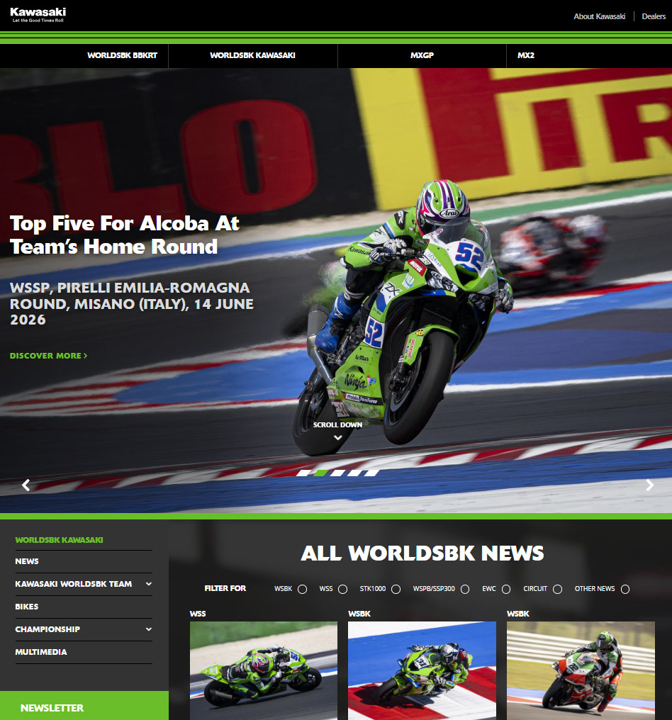 Kawasaki Racing web development & content management